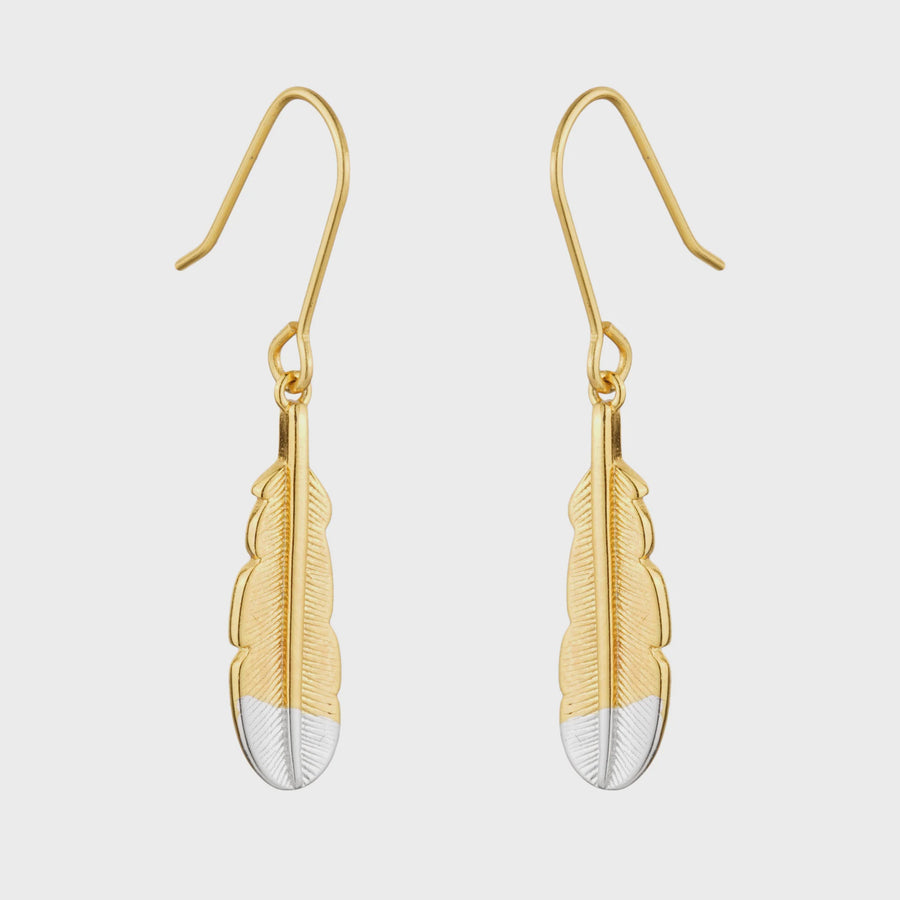 Huia Feather Pendant Earring - Gold