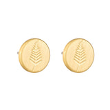 Round Fern Stud Earring - Gold