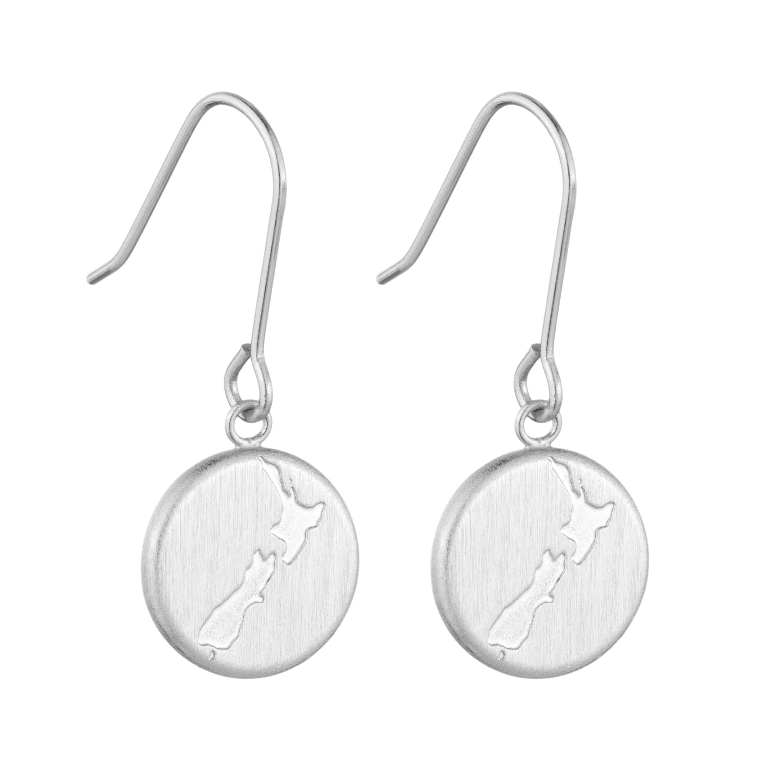 Round NZ Map Pendant Earrings