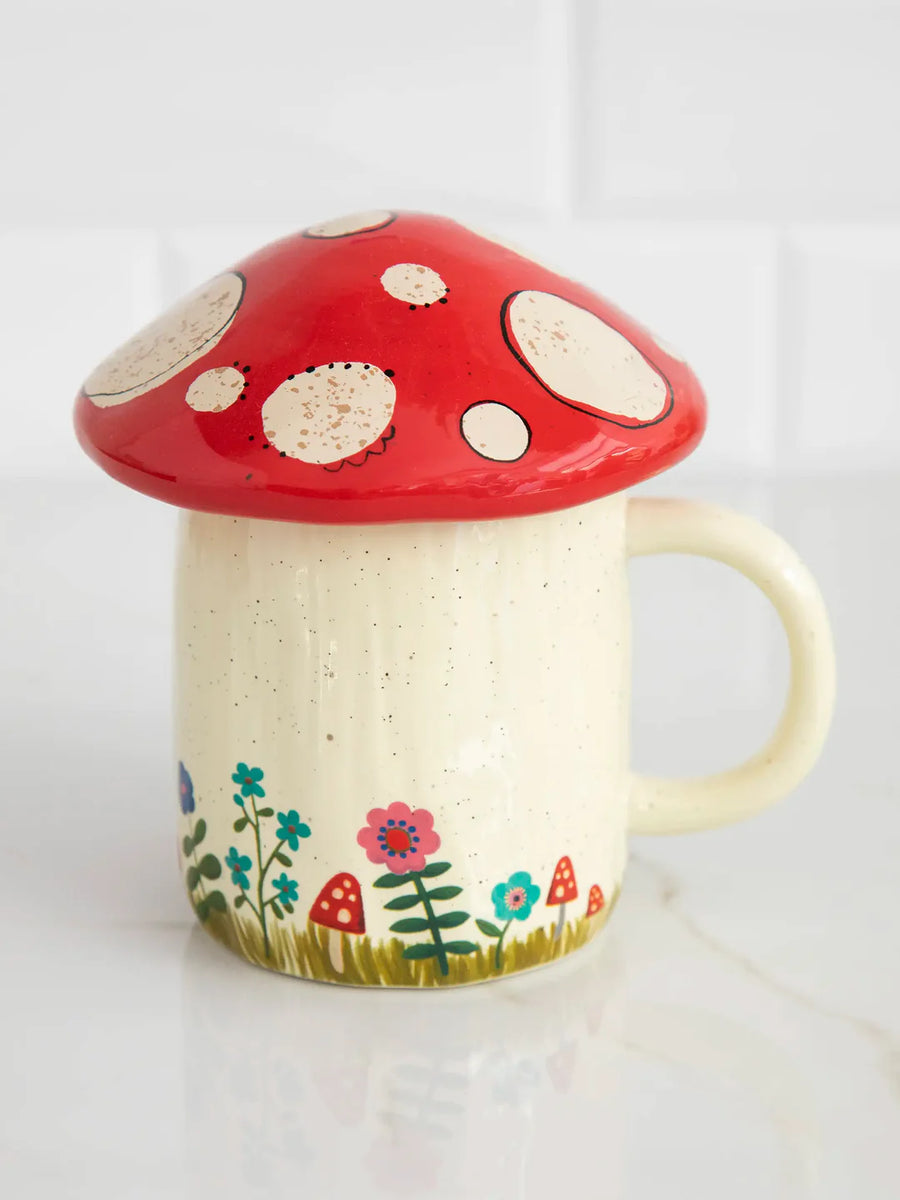 Folk Mug - Mushroom With Lid