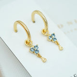 Gold Birthstone Hoops - March/Aquamarine