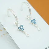 Silver Birthstone Hoops - March/Aquamarine