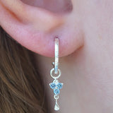 Silver Birthstone Hoops - March/Aquamarine