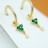 Gold Birthstone Hoops - May/Emerald