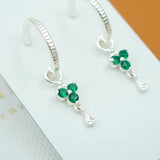 Silver Birthstone Hoops - May/Emerald