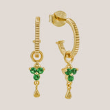 Gold Birthstone Hoops - May/Emerald