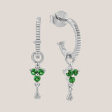 Silver Birthstone Hoops - May/Emerald