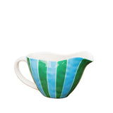 Gravy Jug - Green and Cornflower Blue Stripes