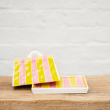 Large Butter Dish - Pink & Yellow Stripes