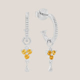 Silver Birthstone Hoops - November/Citrine