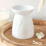 White Ceramic Buddha Face - Oil Burner