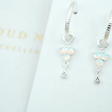 Silver Birthstone Hoops - October/Opal