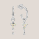 Silver Birthstone Hoops - October/Opal
