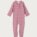 Merino Footed Onesie - Blossom Stripe