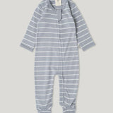 Merino Footed Onesie - Periwinkle Stripe