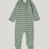 Merino Footed Onesie - Sage Stripe