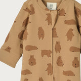 Organic Cotton Footless Printed Onesie Zipsuit - Chubby Bear