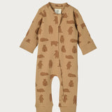 Organic Cotton Footless Printed Onesie Zipsuit - Chubby Bear