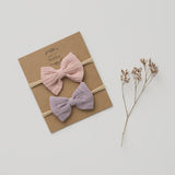 Organic Muslin Bow Headband set of 2 - Blush + Lilac