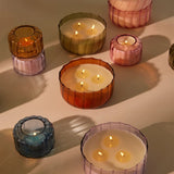 Ripple Large Pink Glass Candle-Desert Peach