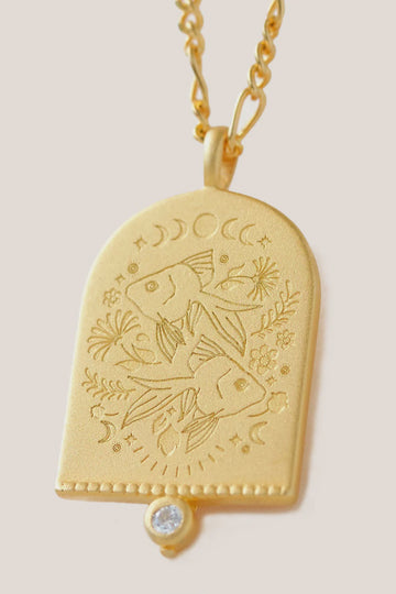 Pisces Zodiac Necklace - Gold