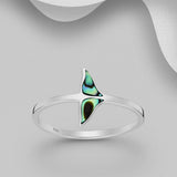 NZ Paua Whale Tail & Stg Silver Ring