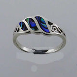 NZ Paua Ring 3xinlay & Spirals - Ring
