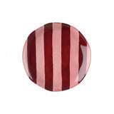 Ceramic Side Plate - Pink & Burgundy Stripe
