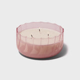 Ripple Large Pink Glass Candle-Desert Peach