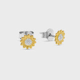 Delicate Sunflower Two Tone Studs