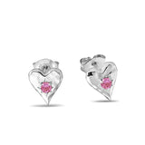 Love Heart Pink Tourmaline Studs