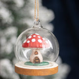 Mushroom House Glass Dome - Hanging Decoration