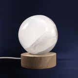 Selenite Sphere with Warm USB Stand