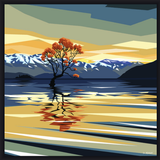 Wanaka Tree Sunset - Black Box Frame