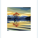 Wanaka Tree Sunset Pre-Matted Mini Print