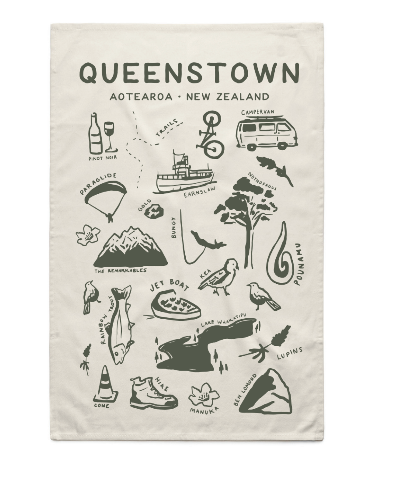 Queenstown Tea Towel - Cream