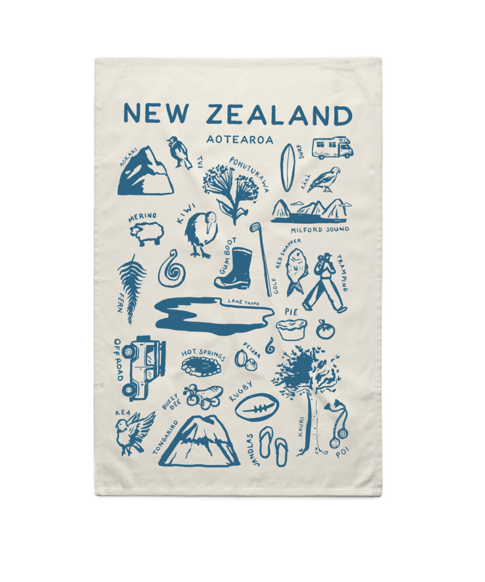 New Zealand Tea Towel - Cream