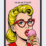 Retro Girl Gelato - Black Box Framed