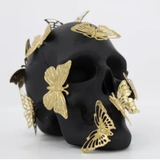 Skull w/Metal Butterflies - 14.5cm