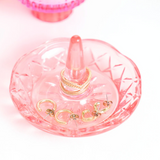 Ring Holder Glass Luxe Round - Pink