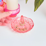 Ring Holder Glass Luxe Round - Pink