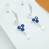 Silver Birthstone Hoops - September/Sapphire