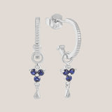 Silver Birthstone Hoops - September/Sapphire