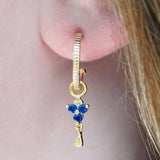 Gold Birthstone Hoops - September/Sapphire