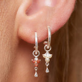 Silver Birthstone Hoops - January/Garnet
