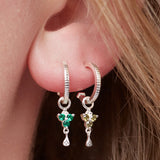 Silver Birthstone Hoops - May/Emerald
