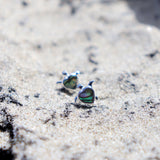 Sterling Silver & Pāua Heart Turtle Studs