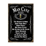 Rules Man Cave Metal Wall Art