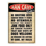 Man Cave Rules Metal Wall Art