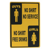 No Shirt No Service - Raised Metal Wall Art
